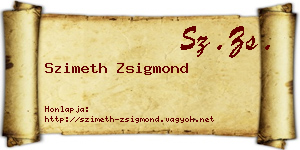 Szimeth Zsigmond névjegykártya
